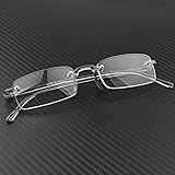 Astra Depot 1 Pair Bifocal Unisex Stylish Frameless Rimless Reader Reading Glasses Eyewear +2.00 Includes Smoke Portable Hard Case