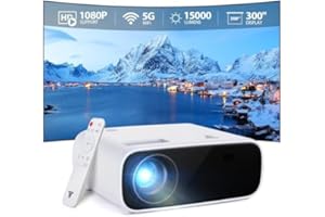 Wielio Projector, Native 1080P Projector with WiFi and Bluetooth, 15000 Lumen Portable Outdoor Movie Mini Projector Compatible with iOS/Android/Laptop/HDMI/PC/TV Stick/USB