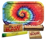 Bundle - 5 Items - RAW King Size Supreme, 110 Roller and Pre-Rolled Tips with Rolling Paper Depot Rolling Tray and Kewl Tube (Tie Dye)