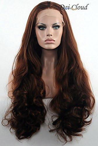 Dai Cloud Lace Front Wigs Brown Natural Long Wave Elegant Nice Synthetic Wigs