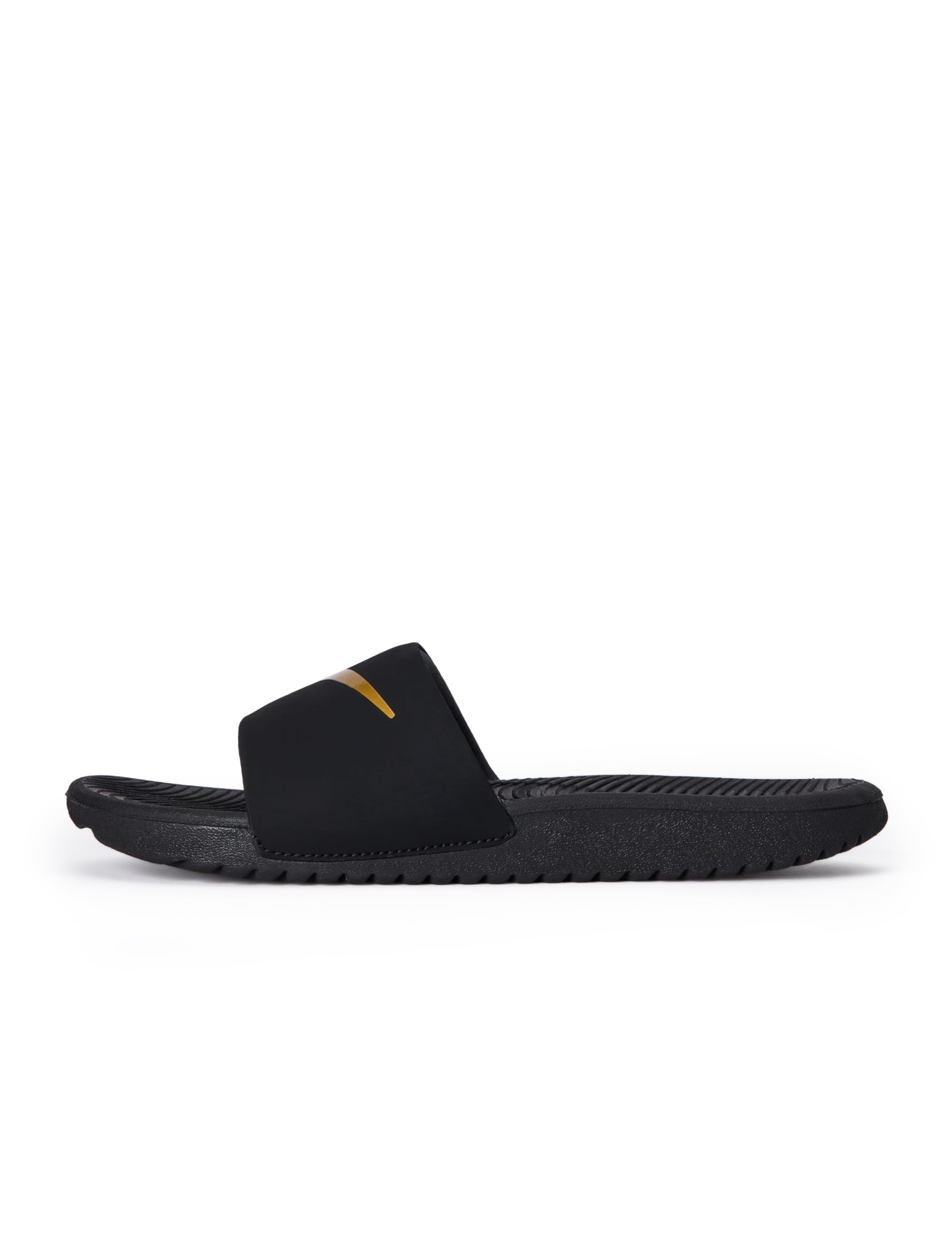 Nike Kawa Slide Sandal, Black/Metallic Gold, 6 US