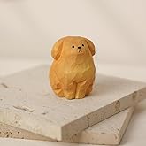 INF-STAR 2' Cute Small Hand Carved Cream French Bulldog Figurine, Natural Solid Wood Yellow French Bulldog Statue, Unique Gift for French Bulldog Lovers Pet Owners (Yellow)