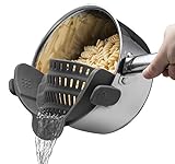 The Original SNAP'N STRAIN™ by Kitchen Gizmo™, No-hands No-Fuss Clip-On Strainer. Fits all Pot Sizes. (Gray) ()