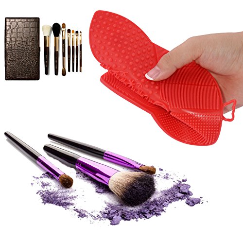 2 Large Packs of Silicone Brush Cleaning Mat, Oyrlize Soft Silicone Cosmetic Makeup Brush Cleaner Pad Portable Washing Tool with Strongest Suction Cup - Thumbnail 4