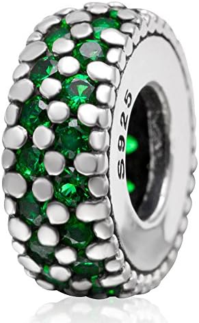 Sparkling Spacer Charm 925 Sterling Silver Spacer Beads fit for DIY Charms Bracelets (green)