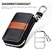 FYY Genuine Leather Keychain Bag, Handmade Car Keyring Holder Metal Hook and Wallet Zipper Case for Auto Remote Key Fob Black