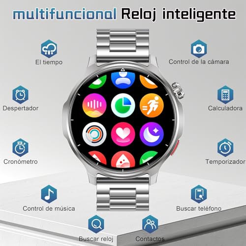 Men's Smart Watch with Calls, 1.52 Inch Smartwatch with Heart Rate Monitor SpO2 Sleep Monitor Pedometer, 100+ Sports Modes, Large 1000 mAh Battery, Activity Bracelet for Android iOS (Silver)