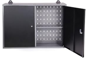 JZD Steel Garage Wall Mounted Tool Cabinet, Black & Grey