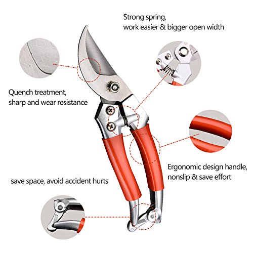 Garden Pruner, Lightdot Hardware, Stainless Steel Pruning Shears, Hand Pruner, Garden Clipper (Attached With A Pair Of Gloves) - Thumbnail 4