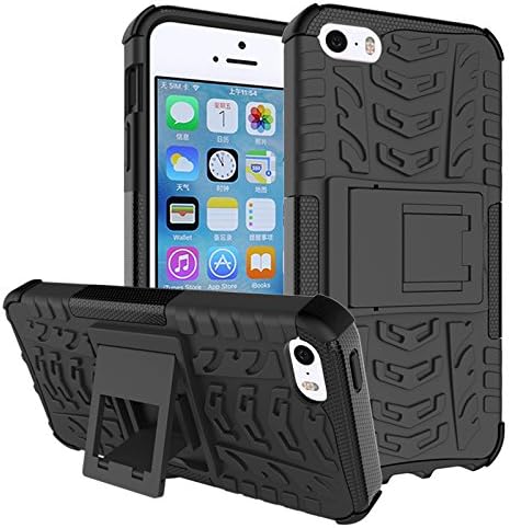 iPhone 5 Case, iPhone 5s Case,[Drop Resistance][Scratch Proof][Shockproof] Soft Shock Absorption TPU Inner Sleeve & Impact-Resistant Hard Plastic Case Back Cover iPhone 5,iPhone 5s (Black/Black)
