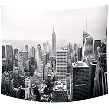 Wamika NYC New York City Tapestry Black and White Landscape Tapestry Wall Hanging Home Decor for Living Room Bedroom Dorm Sky Wall Art Hippie Bohemian Tapestry 59