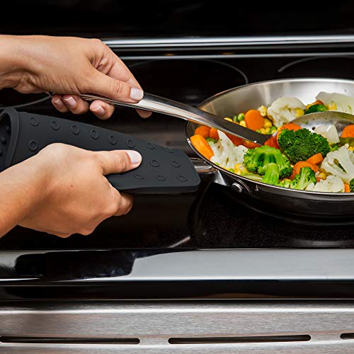 Premium Silicone Trivet & Pot Holders. Our Silicone Hot Pads also Work as Jar Opener Gripper Pad, Large Coasters & Spoon Rest. Trivets are Flexible & Heat Resistant to 442 F (7x7 in, Black, 1 Pair) - Thumbnail 4