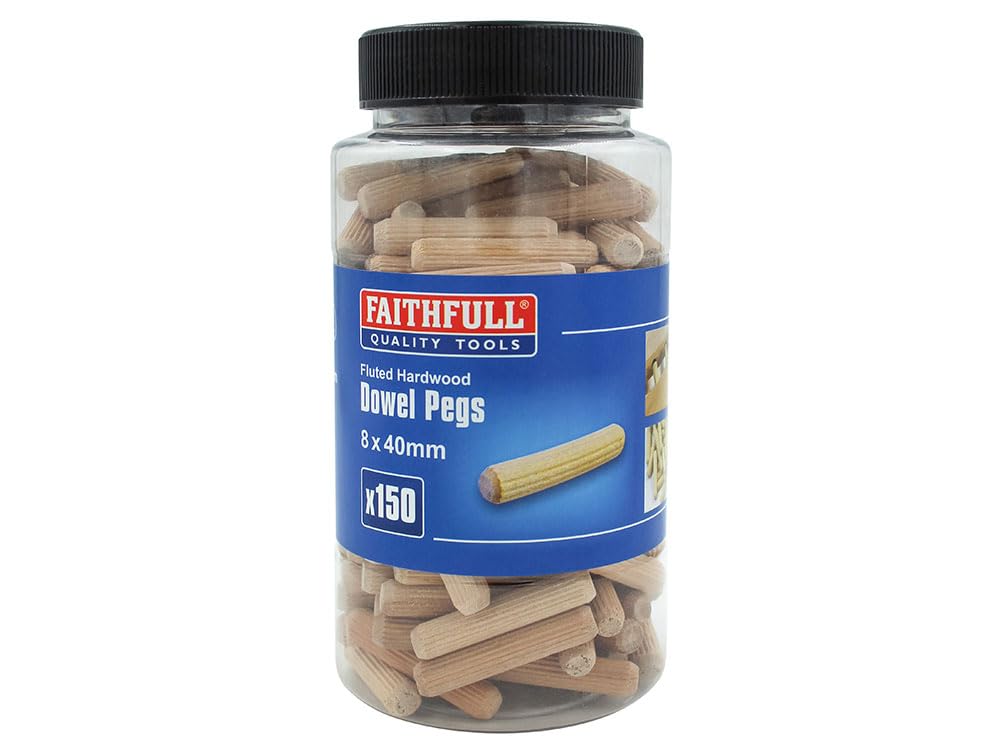 Faithfull Beechwood Dowels - 8mm x 40mm (Tub of 150)