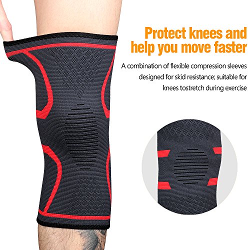 Lonew Compression Knee Sleeve, Best Knee Brace Support for Sports