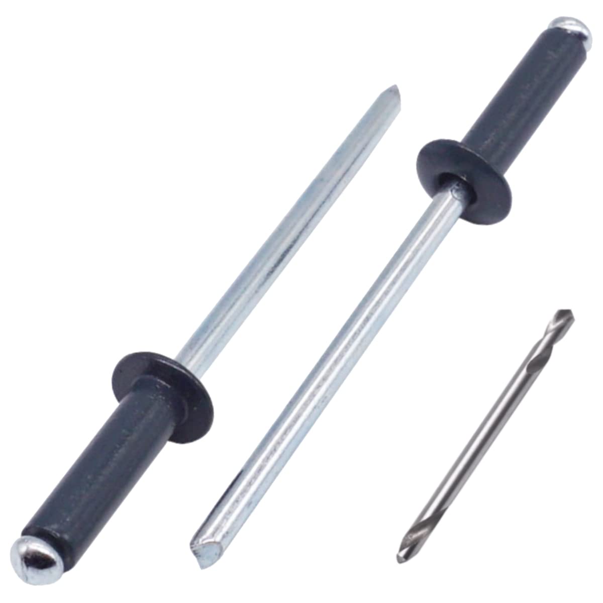 SKIR'CO (80 pcs) Painted Blind Rivets 4.0 x 14 mm, Aluminium Pop Rivets, Drill Bit Included (Anthracite Grey RAL 7016)