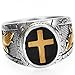 Christian Holy Cross Prayer Ring Stainless Steel Black Enamel Religious