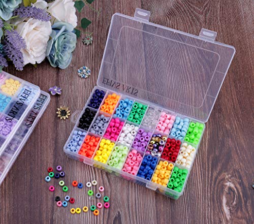 Efivs Arts Giant Crayon Bead Box,24 Color Pony Beads Kandi Beads for DIY Jewelry Making - Approximately 1500pcs(6 x 9 mm)