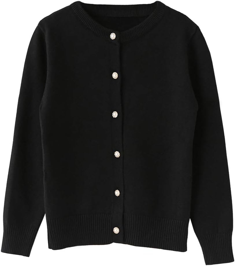 SMILING PINKER Girls Cardigan Sweater School Uniforms Button Long Sleeve Knit Tops