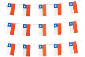 MFLAGPERFT Chile Flags Chilean Small String Mini Flag Pennant Banner Decorations