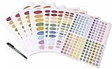 Color Coding Essential Oil Bottle Labels set, 8 sheet of 522 labels (Including 3 size Ovals, Round Circles, free thin marker)