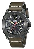 Fossil Men's FS5000 Modern Machine Chronograph Leather Watch - Olive