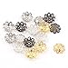 500PCS 10mm Gold Tone Flower Bead Caps Hollow Flower Bead Caps For Jewelry Making (silver)