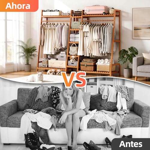 GARUISKY Rack para ropa, Closet armables para ropa con 9 Compartimentos de Almacenamiento, 160x40x140CM Perchero con Estantes, para Balcón, Dormitorio, Sala de estar y Lavandería, Fácil de montar