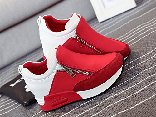 Goldweather Women Running Shoes Fashion Thick Bottom Platform Non-Slip Outdoor Walking Sports Sneaker (US:5.5, Red) - Thumbnail 5