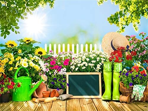 Aofoto 8x6ft Spring Garden Backdrop For Pictures Gardening Tools Flowers Watering Can Green Plants Potting Photography Background Nature Scenery Rural Fence Sunflowers Portrait Photo Studio Prop Vinyl Amazon Sg Electronics