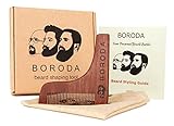 BORODA Beard and Mustache Wooden Shaping Tool & Comb, Beard Styling & Styler Template, Wood Beard Trimmer for Perfect Goatee Lines, Detailed Styling Guide & PREMIUM Packaging Kit,Set for Men Best Gift