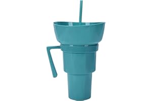 Kids Snack and Drink Cup Combo - Drink Cup with Snack Bowl on Top - Reusable Spill-Proof Dessert Container for Travel Car Tri