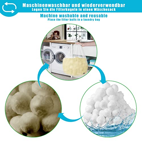 VAZILLIO Filter Balls, 1500g Pool Filter Balls Can Replace 54kg Sand Filter, Suitable for Various Filter Systems, Sand Filter