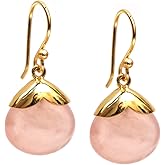 Gempires Gemstone 15 mm Pear With Gold Cap Hook Earring,Statement Birthstone jewelry, Teardrop shaped Earring