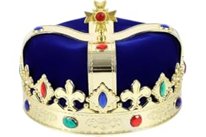 LEEMASING Royal Jeweled King's Crown For Unisex Halloween Costume Prom Cosplay Party Decorations