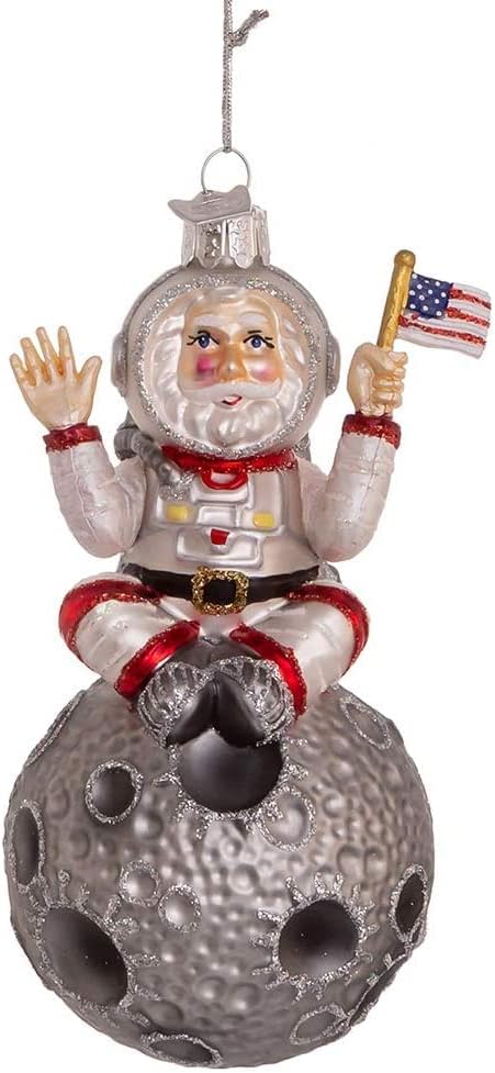 Ornament Hooks - Kurt Adler Decorative Christmas Ornament with S-Hook and Gift Box (Astronaut Santa, NBX0048)
