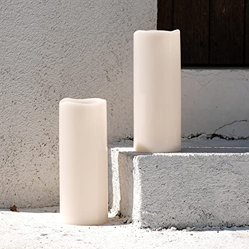 NONNO&ZGF 4X10'' Large Outdoor IP44 Warm White LED Rainproof Waterproof Candles, Huge Flameless
