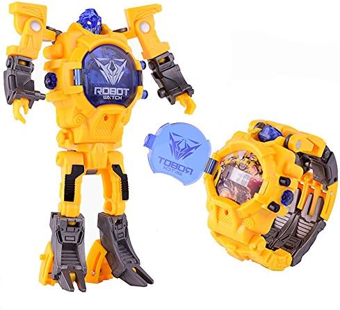 Kids Transformers Toys, XHAIZ Digital Watch for Kids 2 IN 1 Electrical Wristwatch, Robot Watch for School Gift (Yellow)