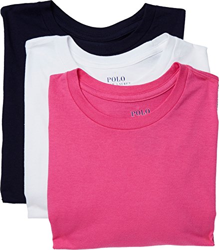 Polo Ralph Lauren Classic Crew Neck T-Shirt 3-Pack, L, Navy/White/Pink