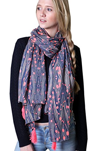 Anika Dali Alexa Firefly Scarf with Pink Tassels, Oversize Fashion Shawl