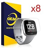 [8-Pack] OEAGO Fitbit Versa Screen Protector, Full Coverage Screen Protector for Fitbit Versa Smartwatch HD Clear, Easy Install, Anti-Bubble Film -Lifetime Replacements Warranty Accessories