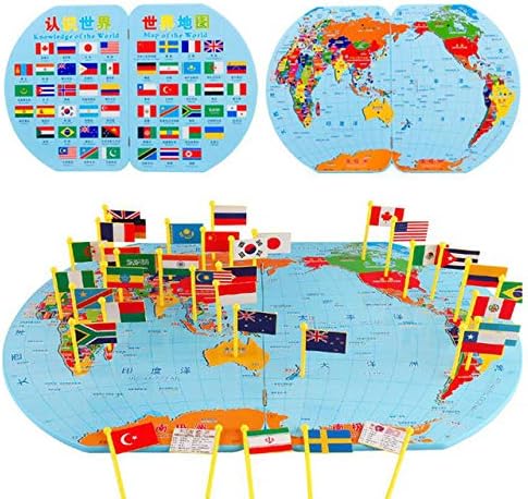SN Toy Zone Wooden Map of The World with 36 Countries Puzzles Set