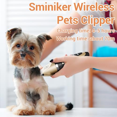 Sminiker Professional Rechargeable Cordless Dogs Cats Horse Grooming
