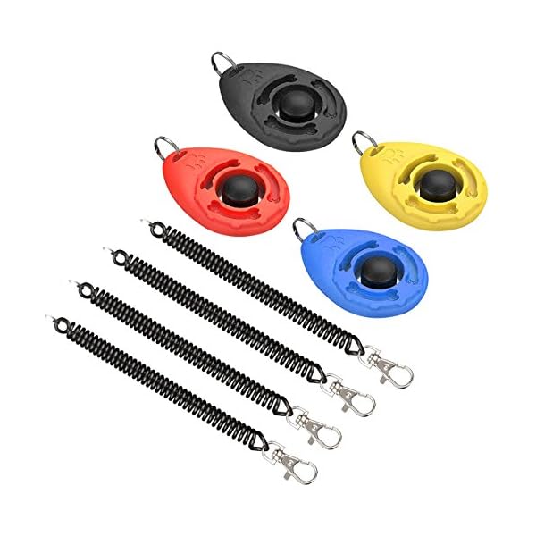 Diyife Dog Clicker, [4 PCS, Multi-Color] Dog Training Clicker with Wrist Strap for Dog Cat Horse Clickers for Dog…