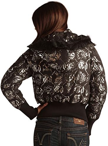 Ed Hardy Womens Logo Down Puffer Jacket