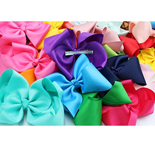 16Pcs 8 Inch Bows Large Big Boutique Grosgrain Ribbon Hair Bows Alligator Hair Clips For Girls Toddlers Kids Teens