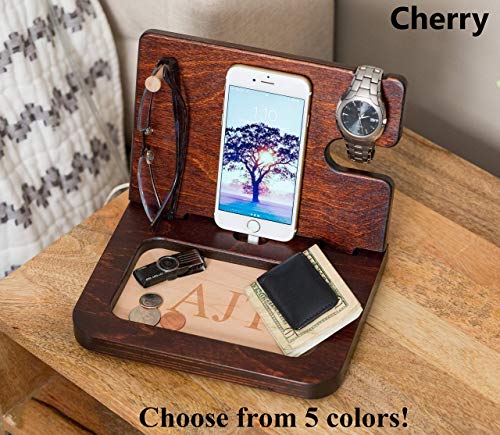 Wooden Docking Station Docking Station Cell Phone Dock Charging Station Personalized mens Valet Mens Wood docking station gift for men