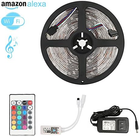 Melcan Led light strip, Wifi Alexa Controlled Strip Light Kit 16.4ft 150leds 5050 Waterproof IP65 LED Lights ,Working with Android and IOS System
