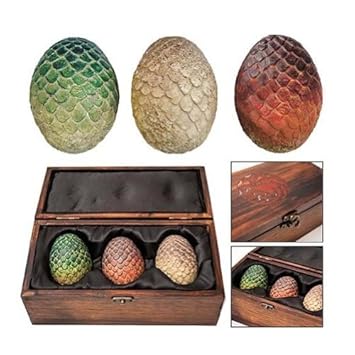 Dragon Eggs Prop in Wooden Box Game of Thrones Replica Set by Animewild