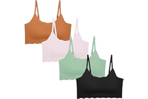 SEAUR Girls Bra 4 Pack Sports Bras Teens Wireless Lightly Padded Bra Training Bras Adjustable Bralette Invisible Student Bra