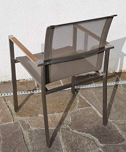 ALEOS. Gartengarnitur Edelstahl Teak Holz A-Grade Batyline Set Ausziehtisch 200-240-280 x 100 cm + 8 Sessel mit Batyline Bespannung Serie Kuba-BRAUN Gastroqualität – Bild 7